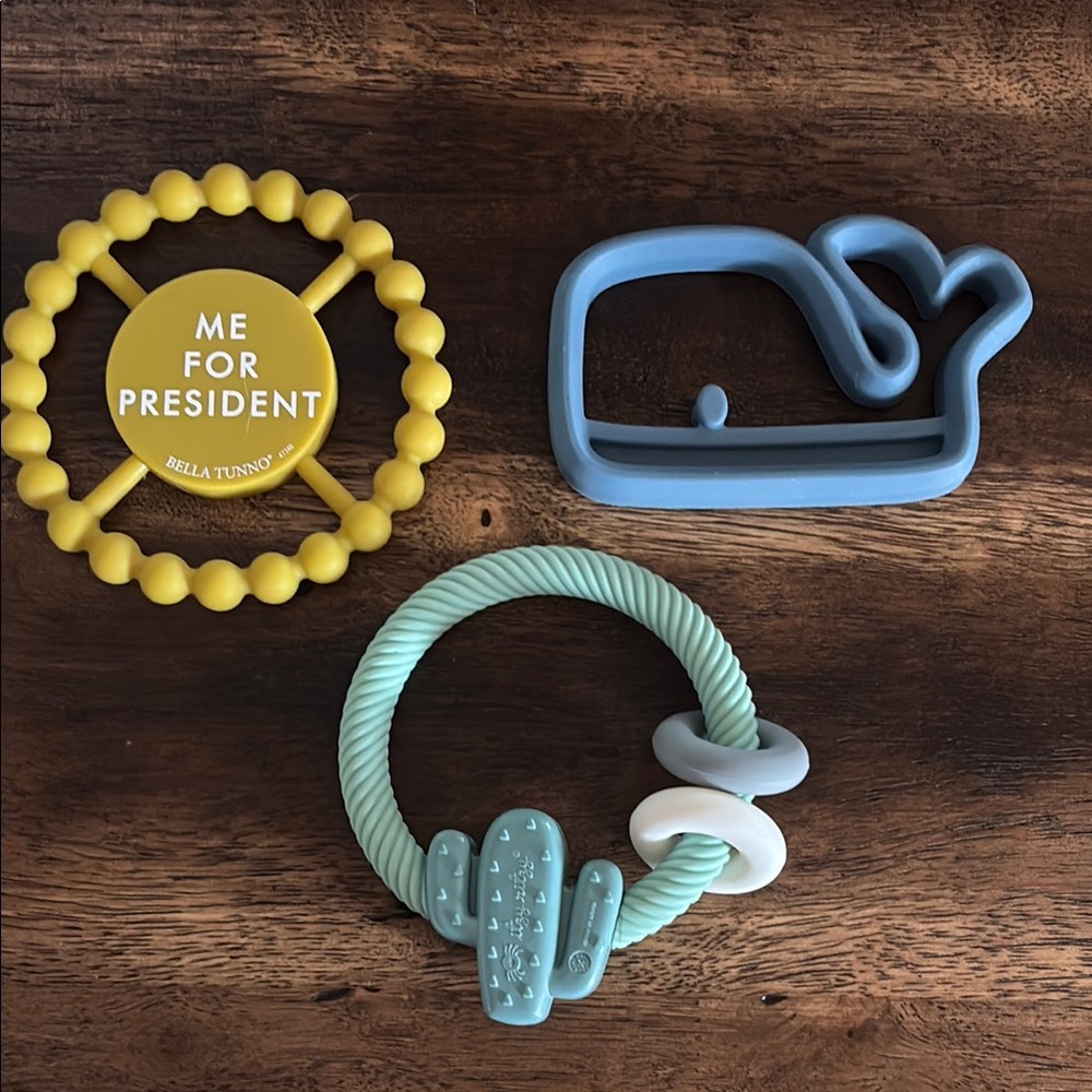 Assorted Teething Toy Set - Yellow, Blue, Mint